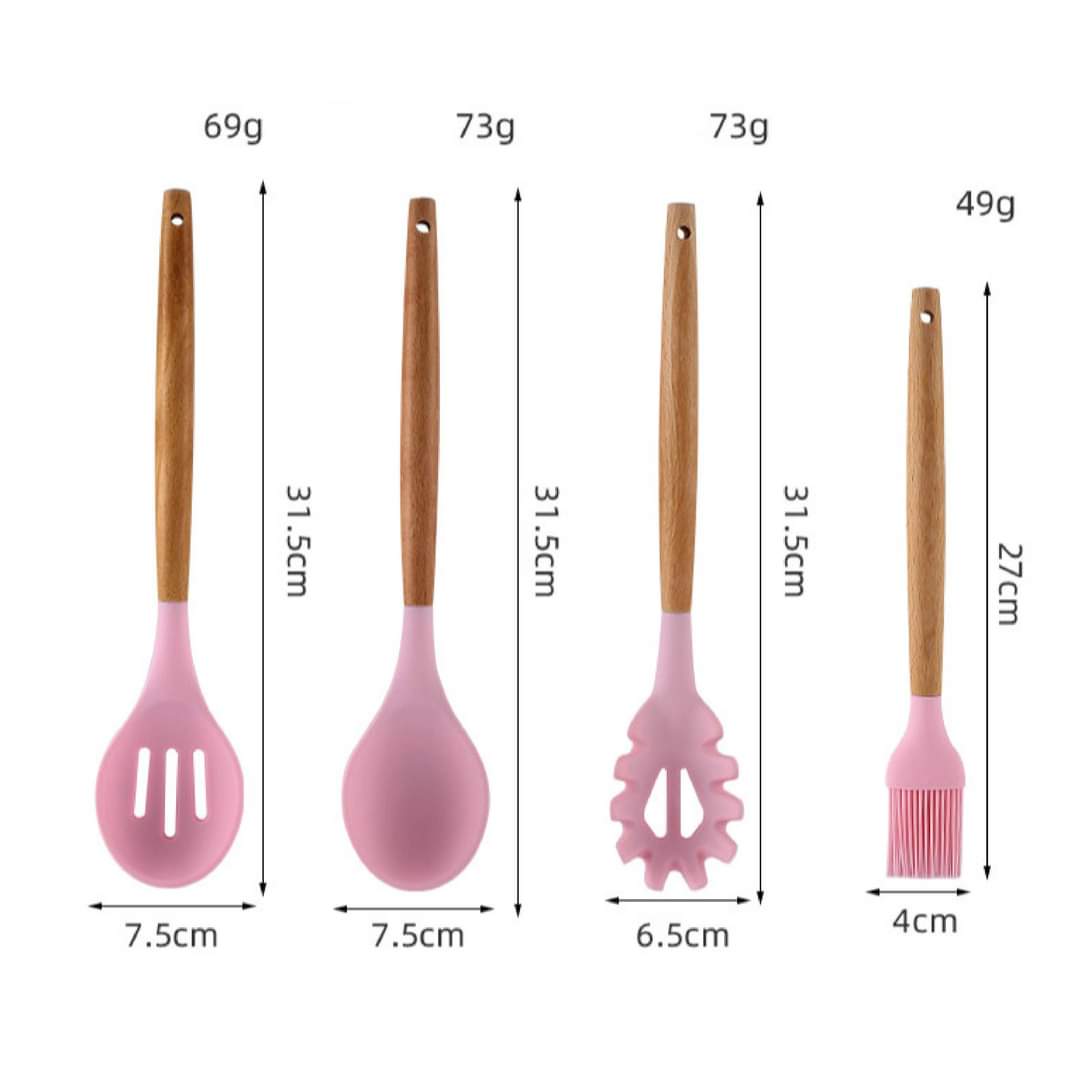 SET 12 UTENSILIOS PARA COCINA SILICONA